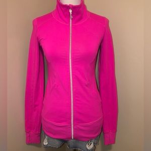 Lululemon Contempo Jacket Raspberry Glo LT Full-Zip,Sz approx-(p2p 16”; 32=Sz4)